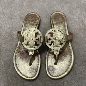 Tory Burch Miller Sandal Leather Gold- Size 7.5
